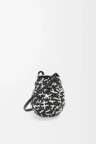 Small Nest Basket bag in calfskin Black/White
