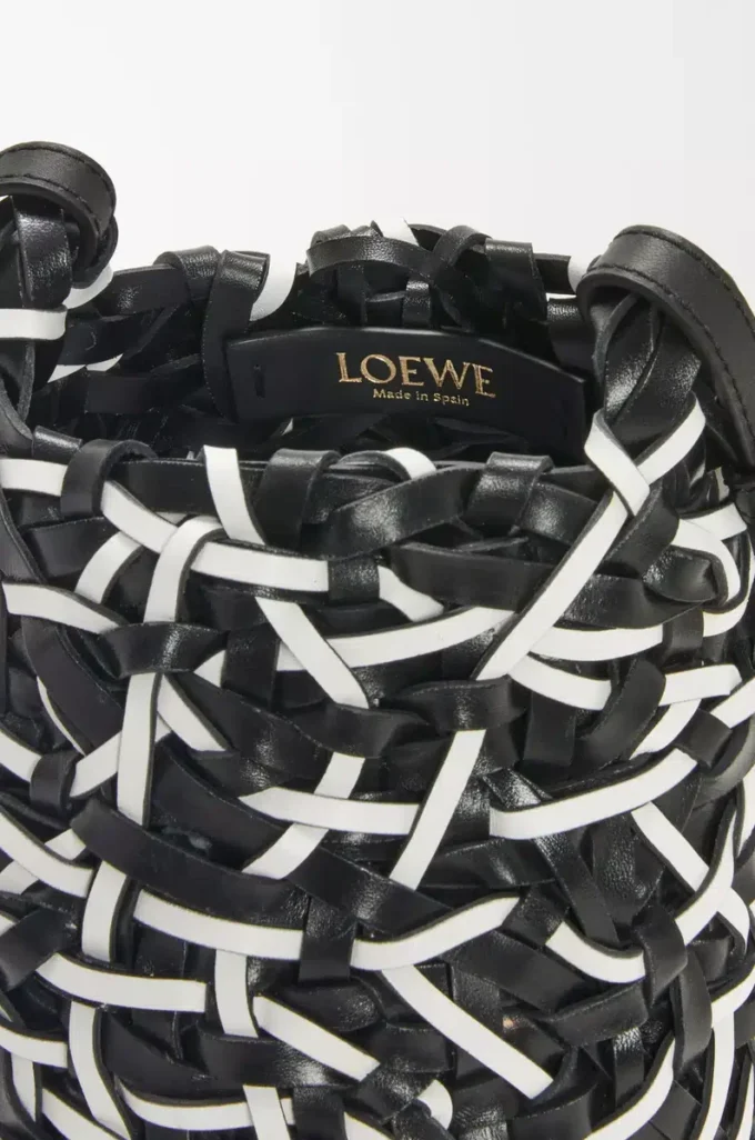 Small Nest Basket bag in calfskin Black/White Small Nest Basket bag in calfskin Black/White