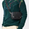Small Pebble messenger bag in supple grained calfskin Black Small Pebble messenger bag in supple grained calfskin Black