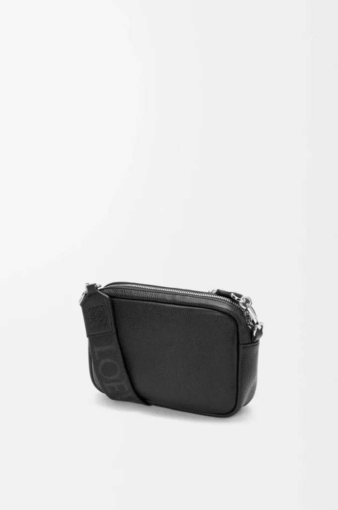 Small Pebble messenger bag in supple grained calfskin Black Small Pebble messenger bag in supple grained calfskin Black