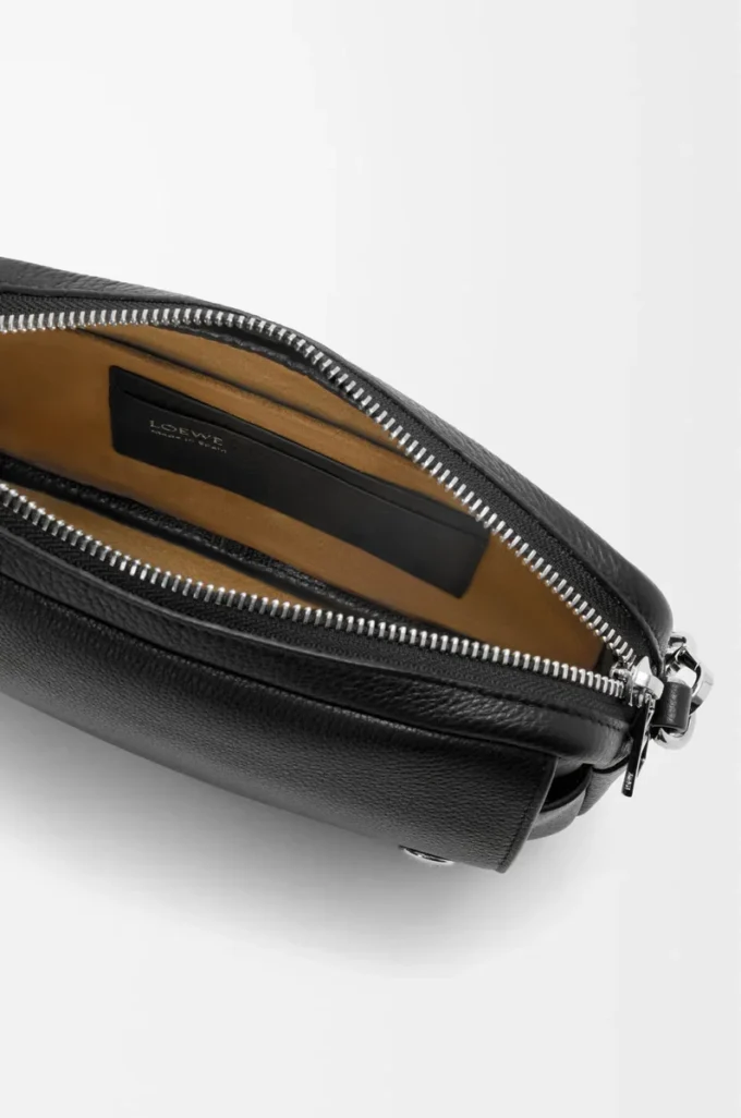 Small Pebble messenger bag in supple grained calfskin Black Small Pebble messenger bag in supple grained calfskin Black