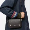 Small Pebble messenger bag in supple grained calfskin Dark Grey
