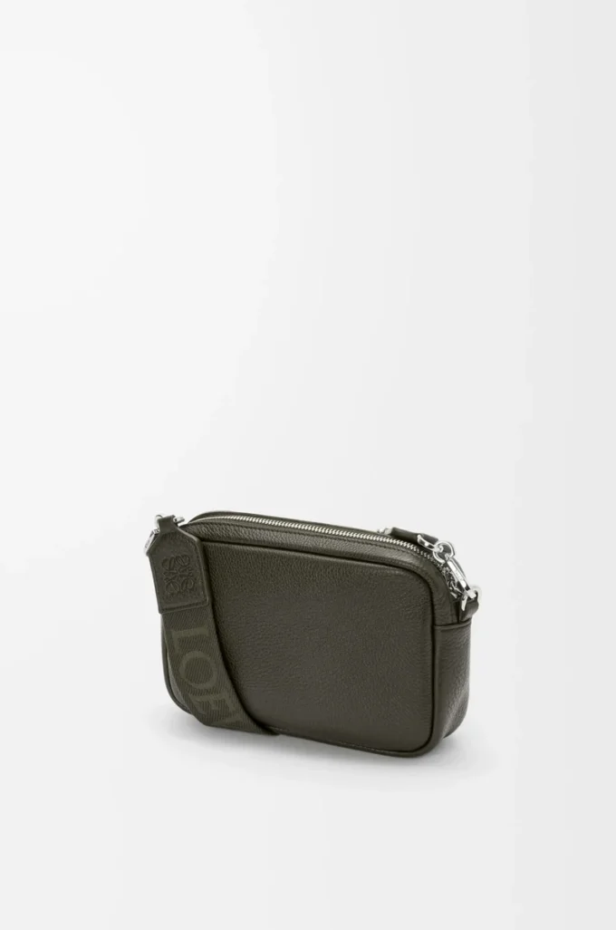 Small Pebble messenger bag in supple grained calfskin Dark Khaki Small Pebble messenger bag in supple grained calfskin Dark Khaki