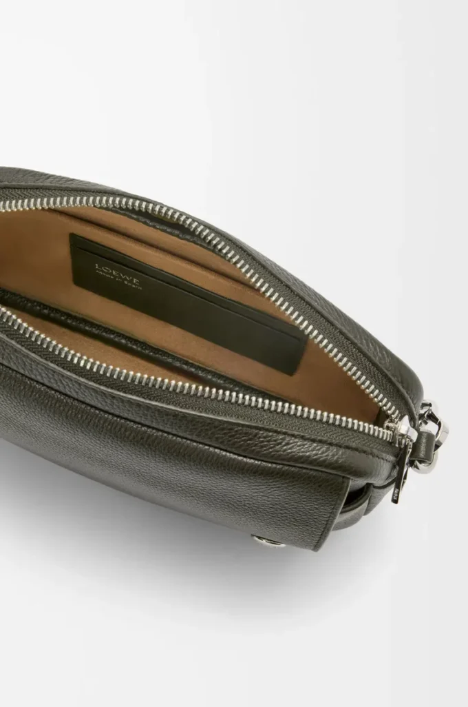 Small Pebble messenger bag in supple grained calfskin Dark Khaki Small Pebble messenger bag in supple grained calfskin Dark Khaki