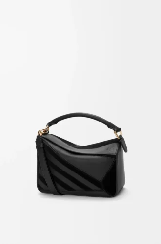Small Puzzle bag in classic calfskin and suede Black