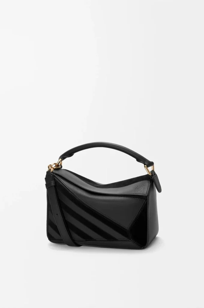 Small Puzzle bag in classic calfskin and suede Black Small Puzzle bag in classic calfskin and suede Black