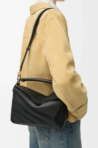 Small Puzzle bag in classic calfskin and suede Black