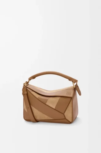 Small Puzzle bag in classic calfskin and suede Oak
