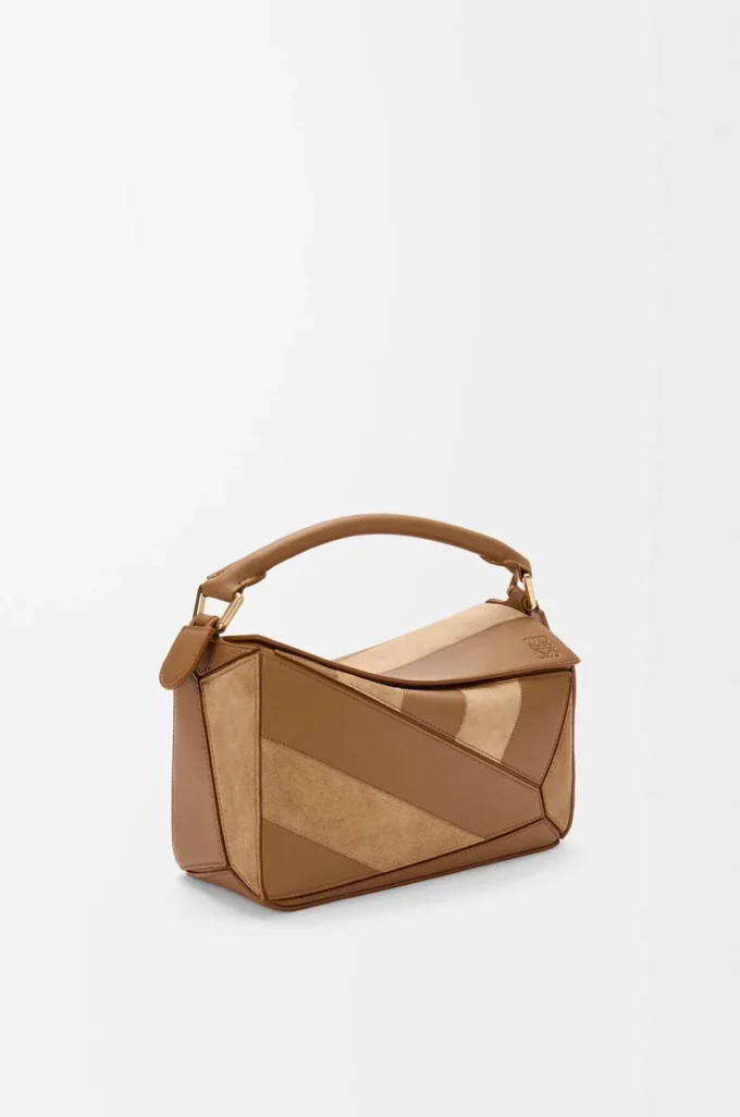 Small Puzzle bag in classic calfskin and suede Oak Small Puzzle bag in classic calfskin and suede Oak