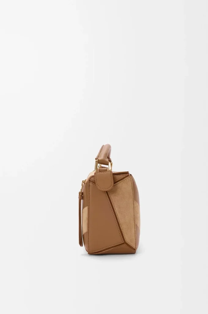 Small Puzzle bag in classic calfskin and suede Oak Small Puzzle bag in classic calfskin and suede Oak