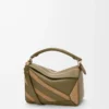 Small Puzzle bag in classic calfskin and suede Olive/Gold Small Puzzle bag in classic calfskin and suede Olive/Gold