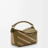 Small Puzzle bag in classic calfskin and suede Olive/Gold Small Puzzle bag in classic calfskin and suede Olive/Gold