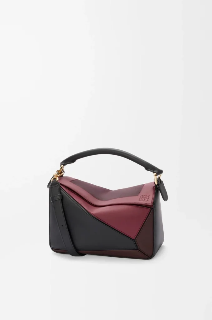 Small Puzzle bag in nappa calfskin Black/Burgundy Small Puzzle bag in nappa calfskin Black/Burgundy