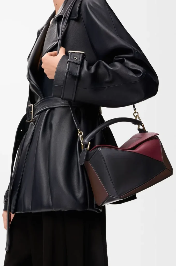 Small Puzzle bag in nappa calfskin Black/Burgundy Small Puzzle bag in nappa calfskin Black/Burgundy