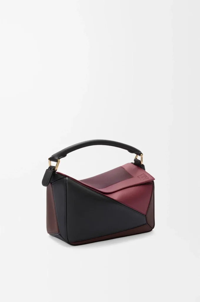 Small Puzzle bag in nappa calfskin Black/Burgundy Small Puzzle bag in nappa calfskin Black/Burgundy