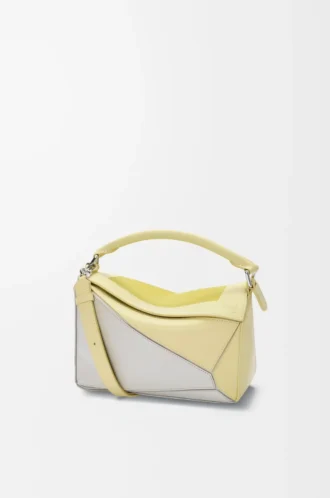 Small Puzzle bag in nappa calfskin Pale Grey/Light Citrine