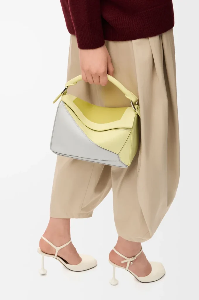 Small Puzzle bag in nappa calfskin Pale Grey/Light Citrine Small Puzzle bag in nappa calfskin Pale Grey/Light Citrine