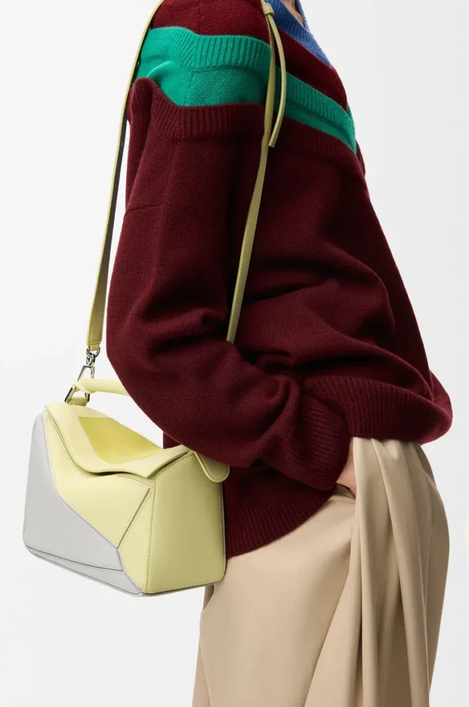 Small Puzzle bag in nappa calfskin Pale Grey/Light Citrine Small Puzzle bag in nappa calfskin Pale Grey/Light Citrine