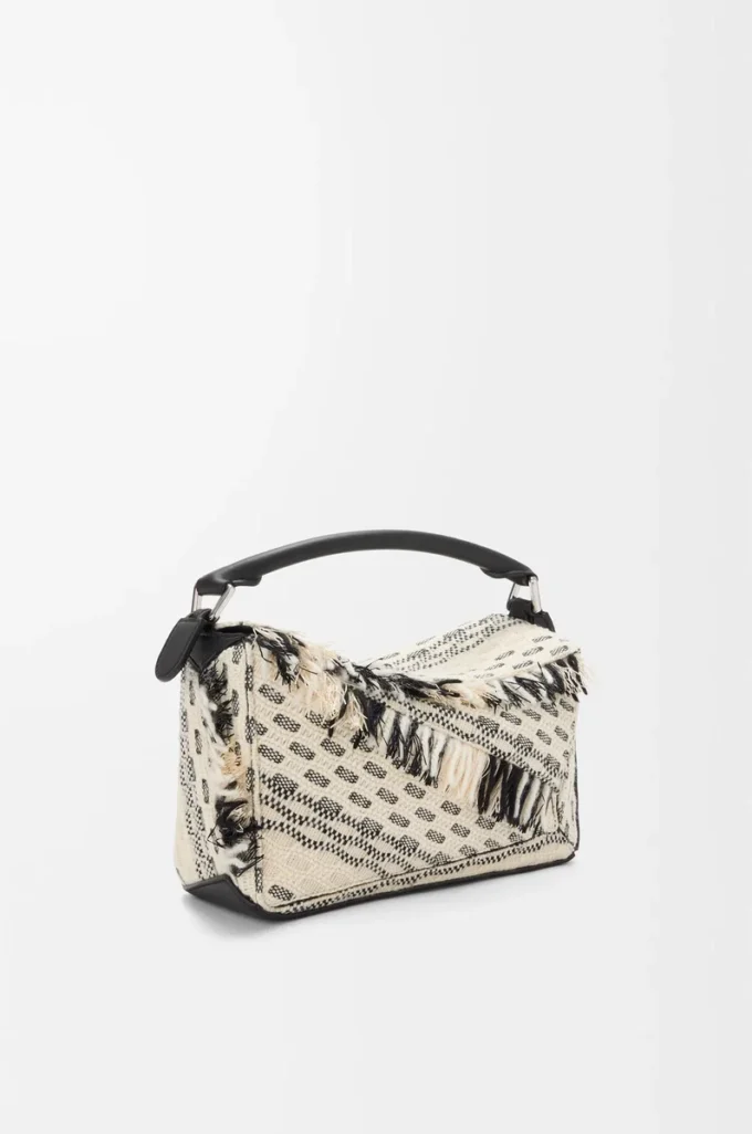 Small Puzzle bag in woven textile Black/White Small Puzzle bag in woven textile Black/White