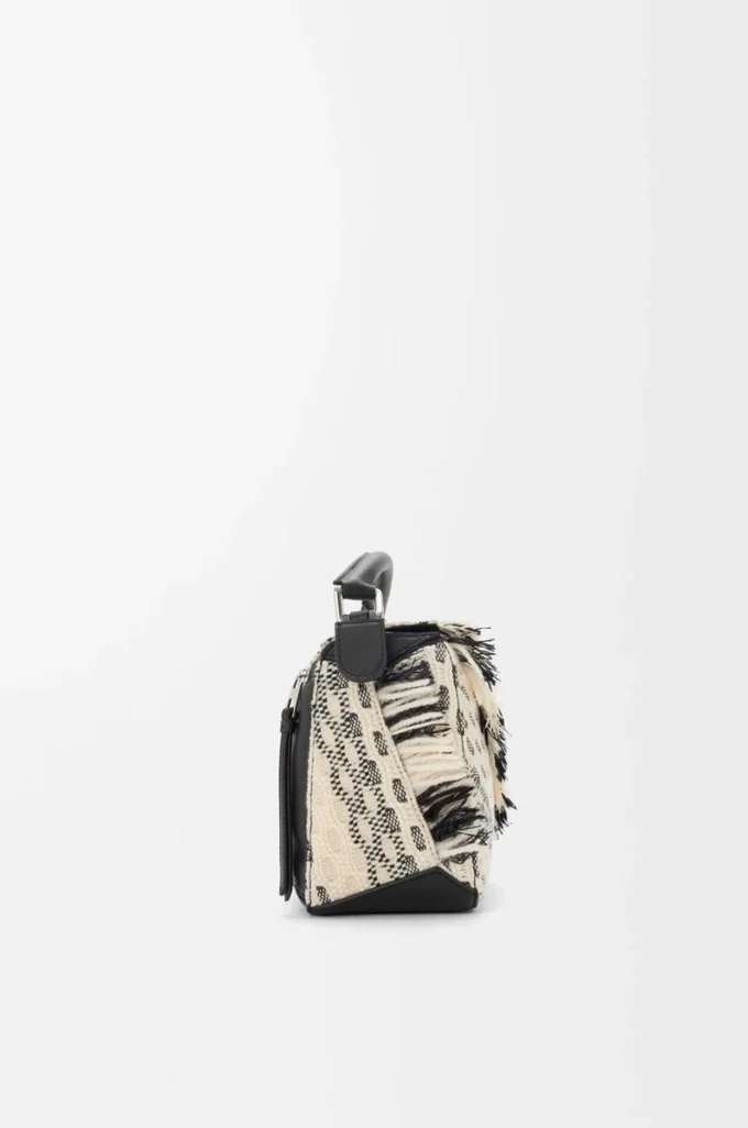 Small Puzzle bag in woven textile Black/White Small Puzzle bag in woven textile Black/White