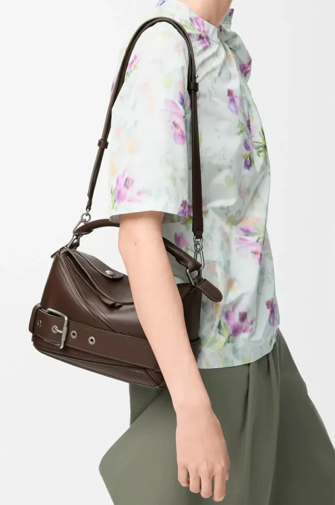 Small Puzzle Biker bag in shiny calfskin Dark Chestnut Small Puzzle Biker bag in shiny calfskin Dark Chestnut