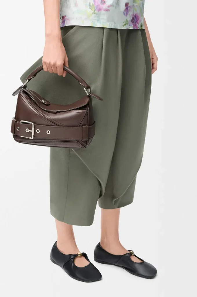 Small Puzzle Biker bag in shiny calfskin Dark Chestnut Small Puzzle Biker bag in shiny calfskin Dark Chestnut