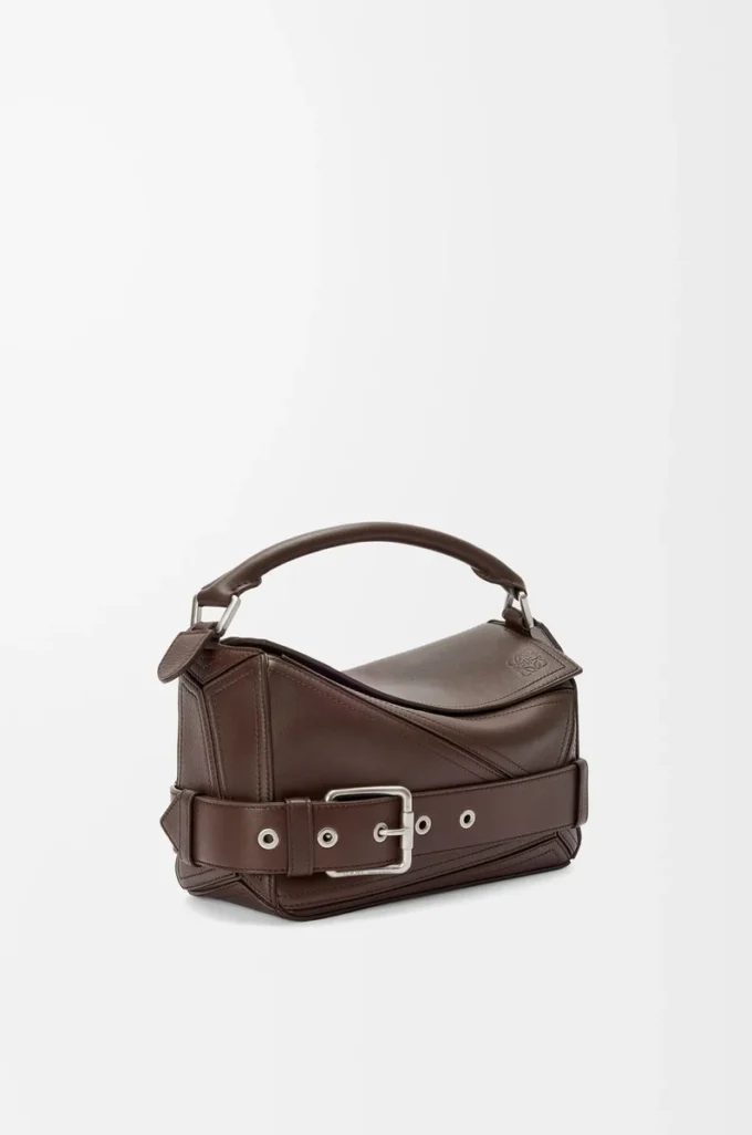 Small Puzzle Biker bag in shiny calfskin Dark Chestnut Small Puzzle Biker bag in shiny calfskin Dark Chestnut