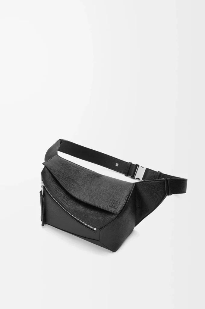 Small Puzzle bumbag in grained calfskin Black