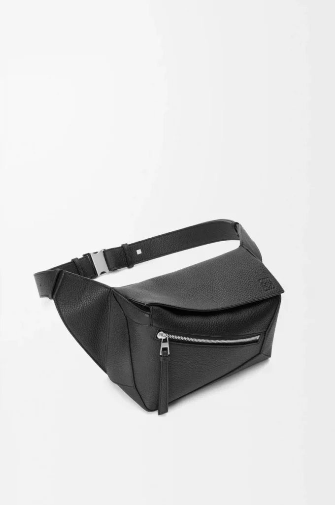 Small Puzzle bumbag in grained calfskin Black
