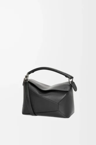 Small Puzzle Edge bag in classic calfskin Black