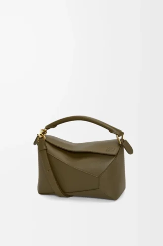 Small Puzzle Edge bag in classic calfskin Dark Khaki