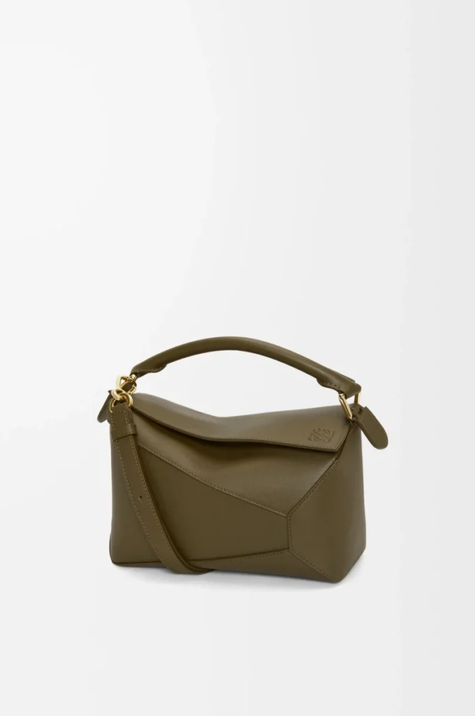 Small Puzzle Edge bag in classic calfskin Dark Khaki