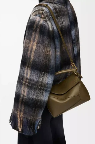Small Puzzle Edge bag in classic calfskin Dark Khaki
