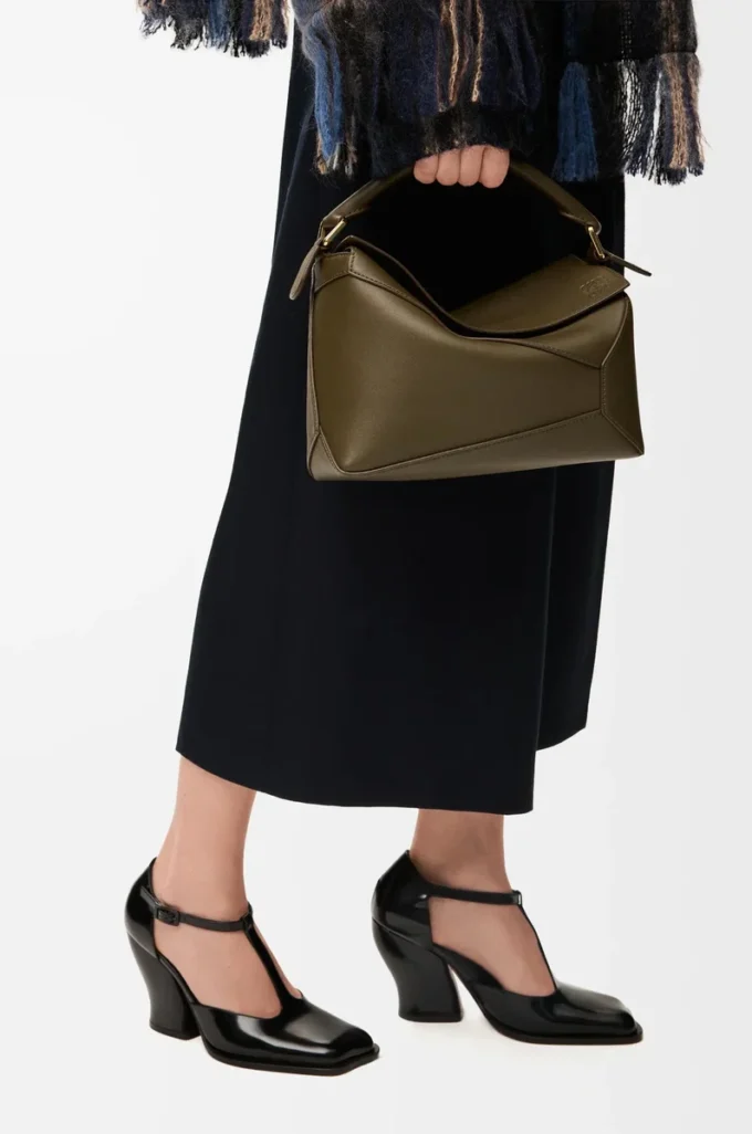 Small Puzzle Edge bag in classic calfskin Dark Khaki
