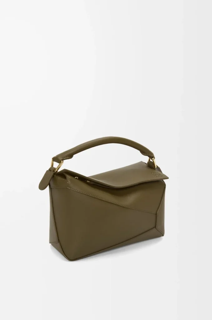 Small Puzzle Edge bag in classic calfskin Dark Khaki