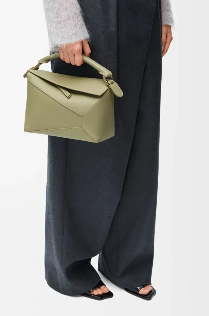 Small Puzzle Edge bag in classic calfskin Eucalyptus Green Small Puzzle Edge bag in classic calfskin Eucalyptus Green