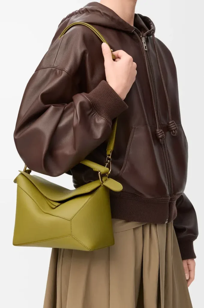 Small Puzzle Edge bag in classic calfskin Light Moss Small Puzzle Edge bag in classic calfskin Light Moss