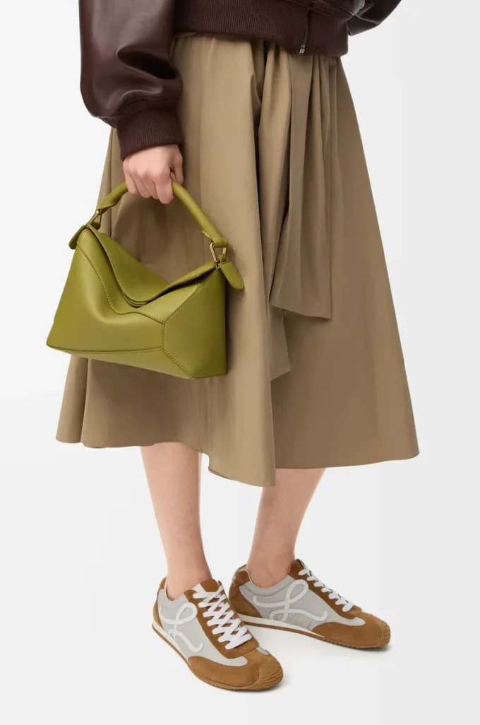 Small Puzzle Edge bag in classic calfskin Light Moss Small Puzzle Edge bag in classic calfskin Light Moss