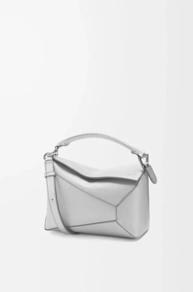 Small Puzzle Edge bag in laminated lambskin Silver Small Puzzle Edge bag in laminated lambskin Silver