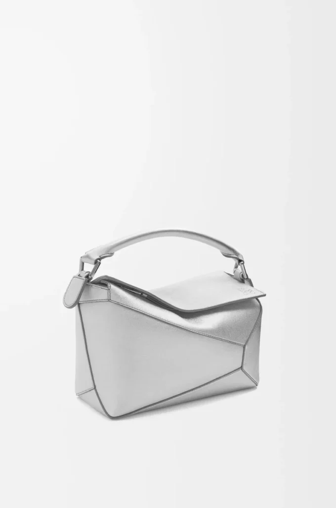 Small Puzzle Edge bag in laminated lambskin Silver Small Puzzle Edge bag in laminated lambskin Silver