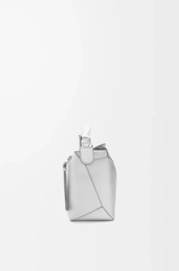 Small Puzzle Edge bag in laminated lambskin Silver Small Puzzle Edge bag in laminated lambskin Silver