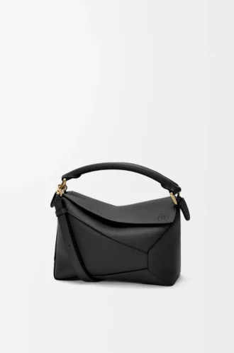Small Puzzle Edge bag in soft grained calfskin Black