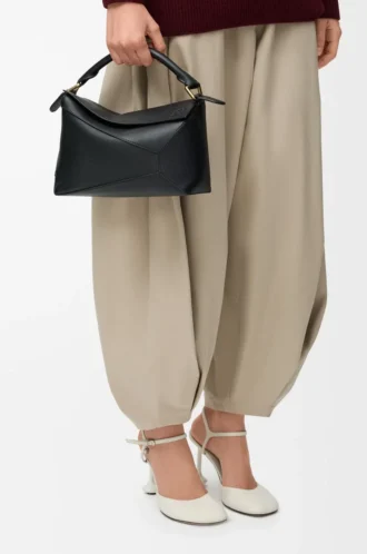 Small Puzzle Edge bag in soft grained calfskin Black