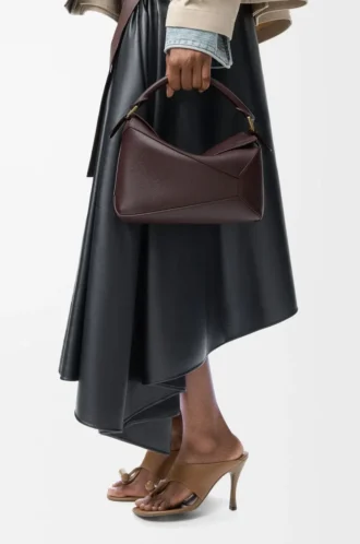Small Puzzle Edge bag in soft grained calfskin Dark Chestnut