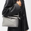 Small Puzzle Edge bag in soft grained calfskin Pearl Grey Small Puzzle Edge bag in soft grained calfskin Pearl Grey