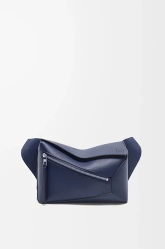 Small Puzzle Edge bumbag in classic calfskin Abyss Blue