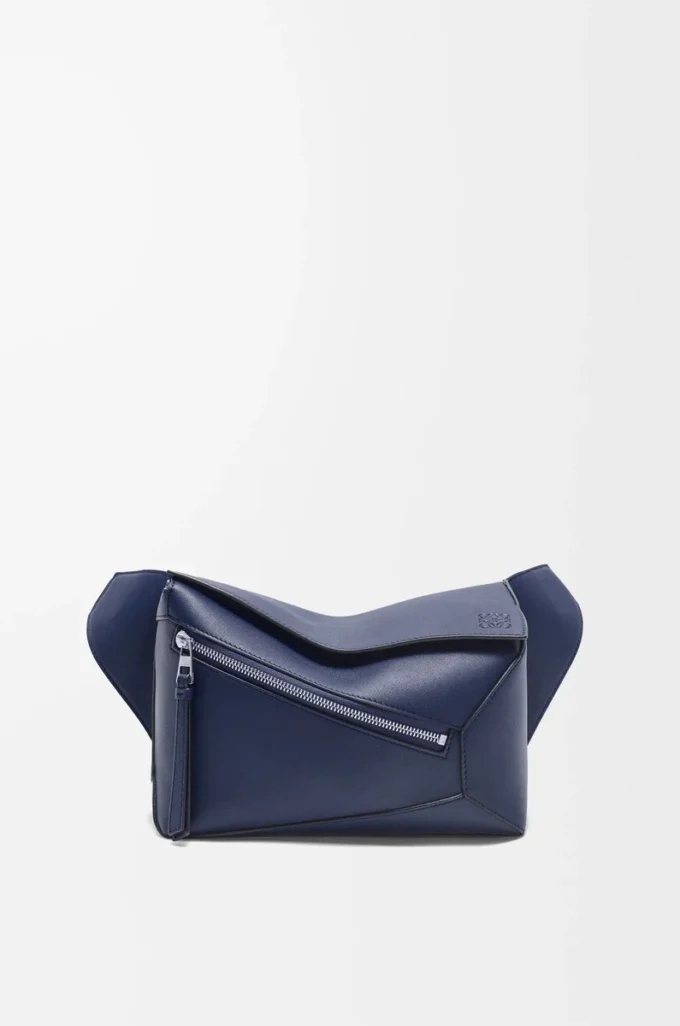 Small Puzzle Edge bumbag in classic calfskin Abyss Blue