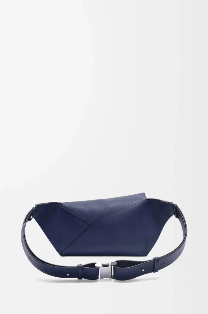 Small Puzzle Edge bumbag in classic calfskin Abyss Blue