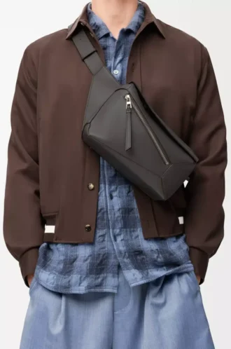 Small Puzzle Edge bumbag in classic calfskin Dark Grey