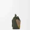 Small Puzzle Edge Landscape bag in nappa calfskin Bottle Green/Ochre